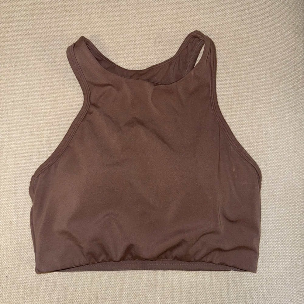 Paragon high neck mauve purple sports bra.